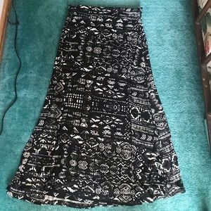 Black Tribal Print Maxi Skirt